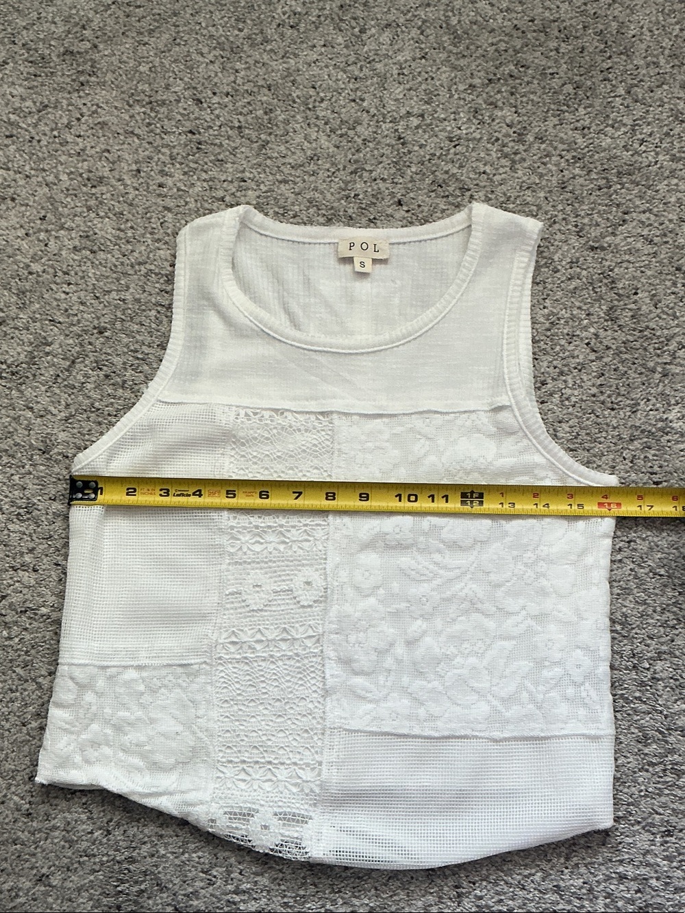 New POL Patchwork Lace Tank Top ~ White - Picture 8 of 11